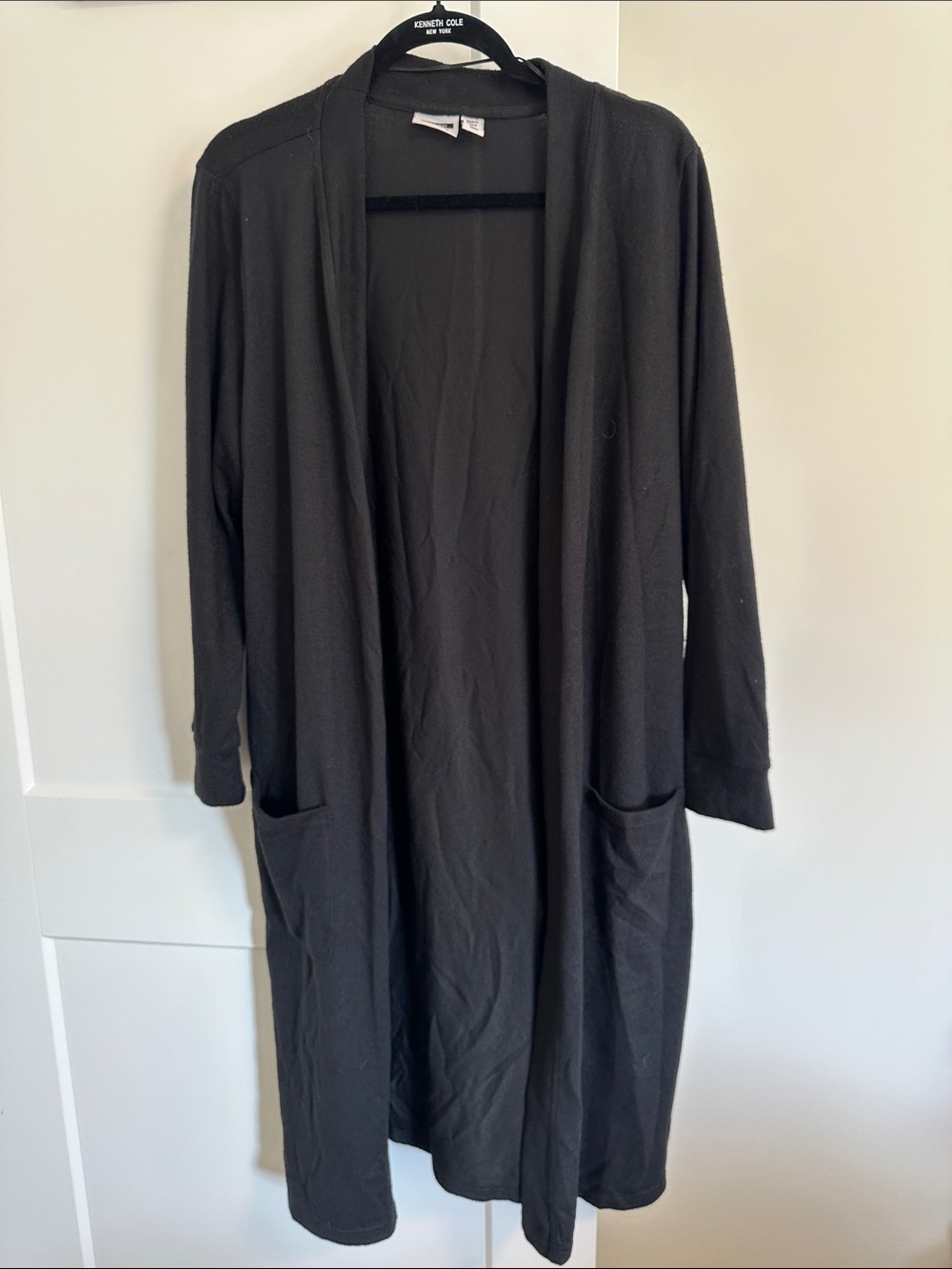 Noisy May Black Open-Front Long Cardigan Coatigan